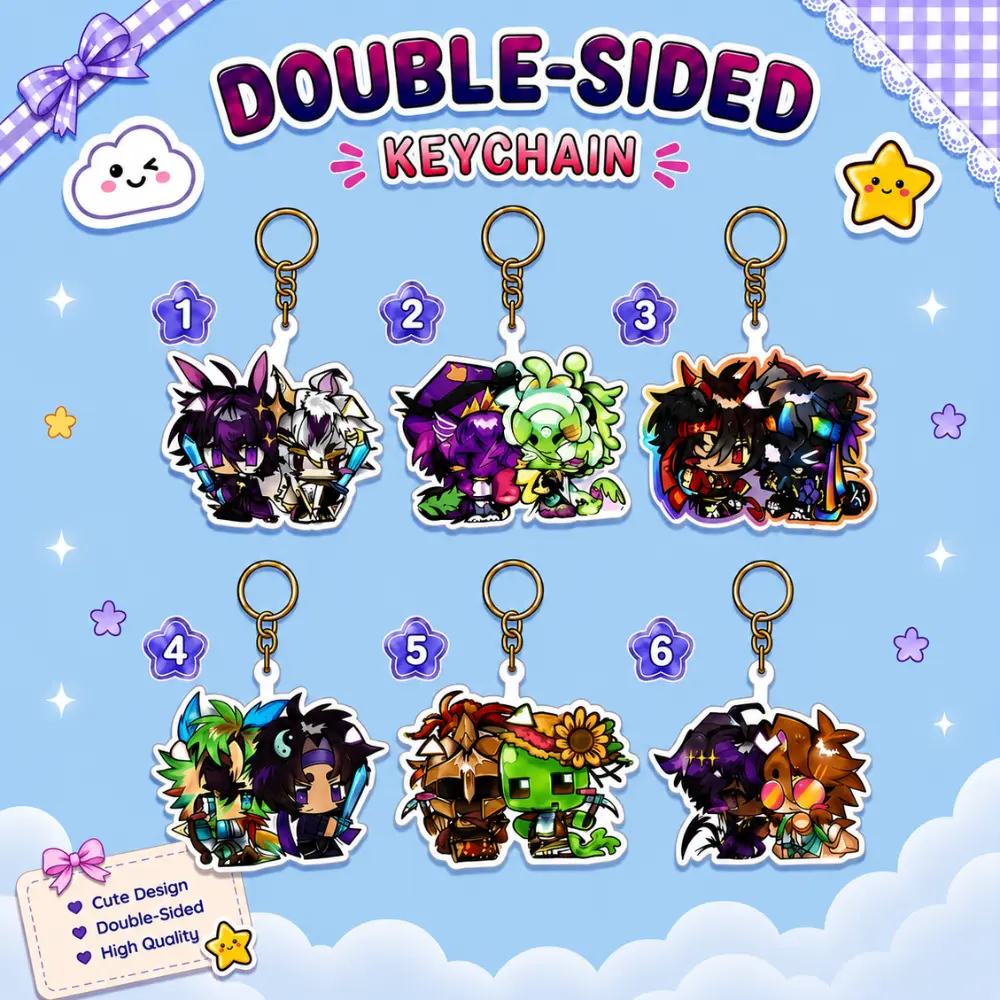 Unstable Universe MCYT Double-Sided Acrylic Keychain, Aesthetic Look Round Cute Charm, Keychains for Backpacks, Gamer Gift & Desk Decor