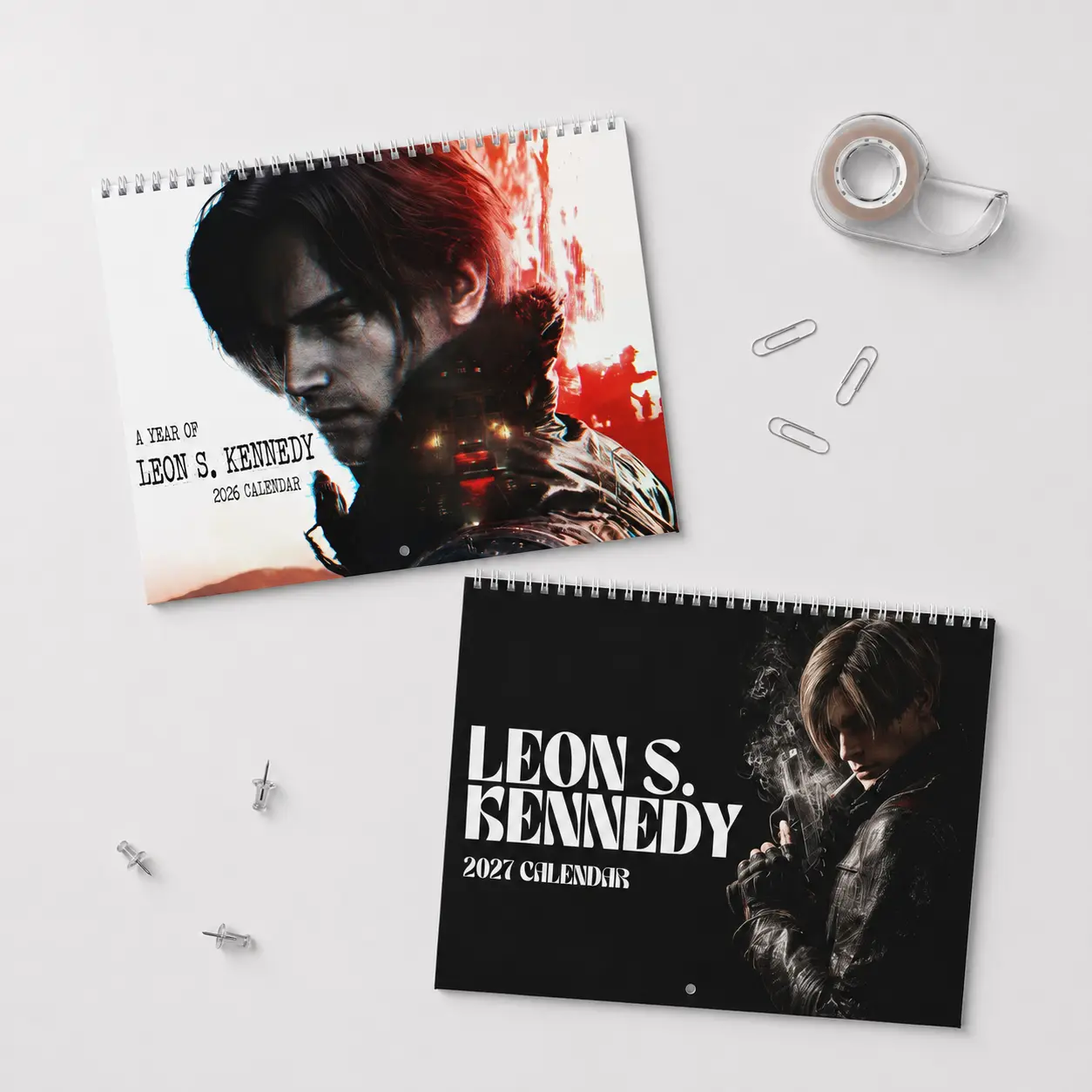 Leon Kenneddy RE9 Art Wall Calendar 2026/2027, Game Boyfriends Leon S.Kennedy Must Have 2027 Calendar, Gift For Game Lover Residentt EviI 2027 Desktop Calendar
