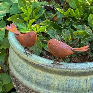 Rustic Metal Birds Pair, Ideal for Garden, Patio & Lawn Decoration, Garden Feature, Elegant Gift for Bird Enthusiasts, Enhance Your Outdoors