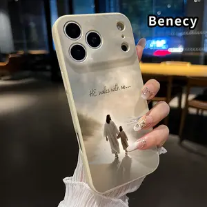 Straight Edge Phone Case for iPhone 17 15 16 14 Pro Max 13 12 11 XR XS Plus Air E Companion Pattern Pocket-Friendly Shockproof Liquid Silicone Protective Soft Smartphone Casing