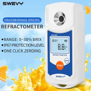 Swevy LCD Digital Fruit Brix Tester 0-38%, Precision Fast Measurement, Sugar Refractometer, No Battery Included