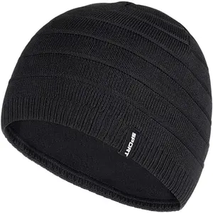 Mens Winter Beanie Hat Warm Knit Cuffed Plain Toboggan Ski Skull Cap (3 Patterns)