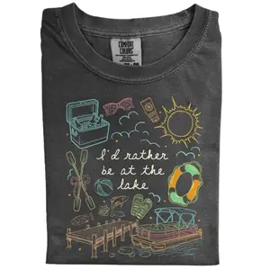 Vintage Lake Graphic Tee, I'd Rather Be at the Lake Shirt, Summer Vacation T-shirt, Fun Lake Day Tee, Graphic Tee for Outdoor Lovers, Cool Lake Life Shirt, Gift for Men, Gift for Women