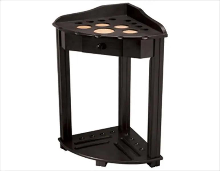 212 MAIN FRH8 Midnight Corner 8-Cue Floor Rack with Storage Drawer, Ball & Glass Holders, Billiards Pool Cue Stick Storage, Cue Storage