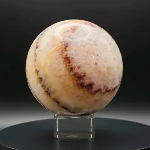 Porlstone, Red Banded Calcite Sphere 82mm.