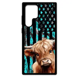 Highland Cow Patriotic Flag Phone Case Accessories Protective Shockproof Protection Protector Cover