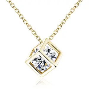 Factory Wholesale, Water Cube Zircon Necklace, Magic Cube Zircon Pendant, Square Zircon Necklace, Heartfelt Love Pendant