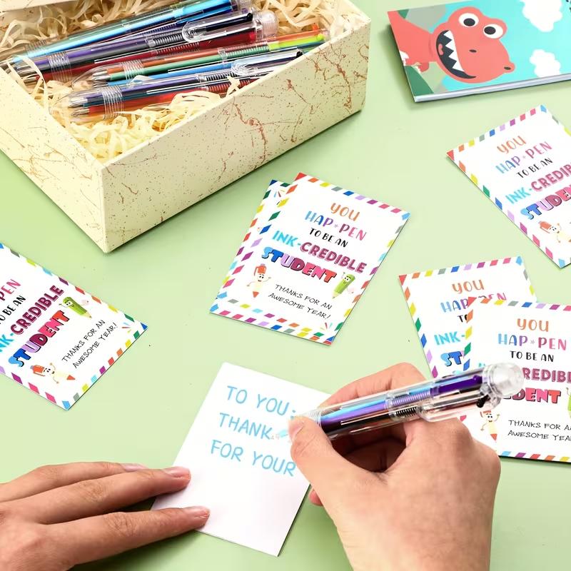 60 Pcs 30 Sets Student Gifts 0.5mm 6-Color Retractable Ballpoint Pens with Motivational Cards End of Year Presents from Teacher for School  Office Supplies