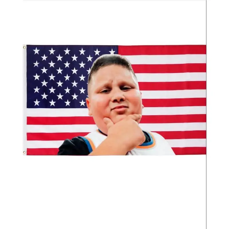 AJ, Big Justice & The Rizzler USA Flag Merch - Costco Guys TikTok Stars Face Flag Gift1 - Patriotic Deco Decor Decorative Banners Hand