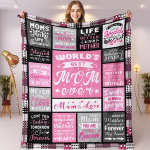 Moms Mothers Day Birthday Gifts from Daughter Son - Blanket Gifts for Mom - World's Best Mom Ever Gifts - Christmas Valentines Day Birthday Present for Moms - Mother Life Blanket 50"x60"