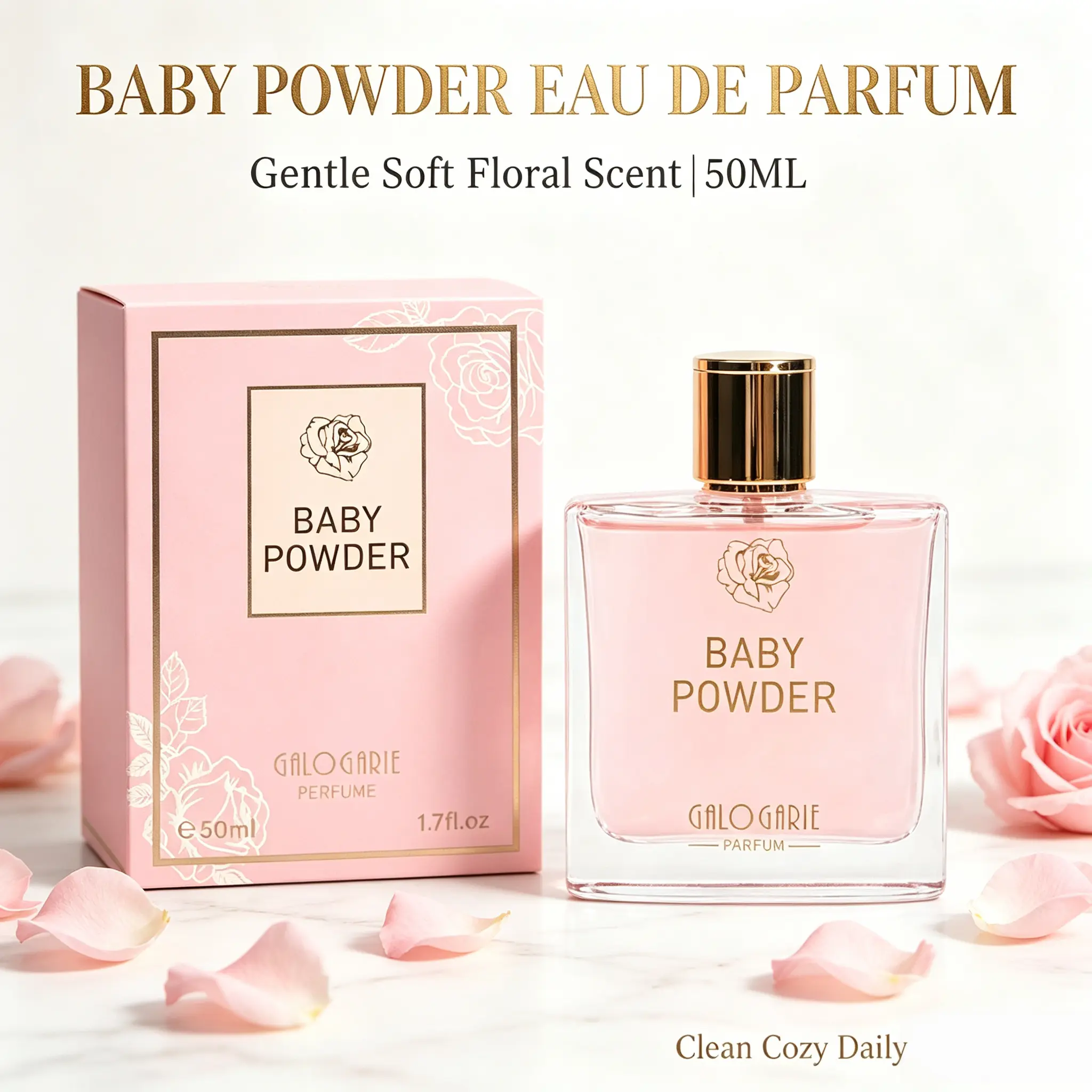 GALO GARIE Baby Powder Eau de Parfum 50ml, Soft Baby Powder Floral Scent Long Lasting Women Perfume Spray