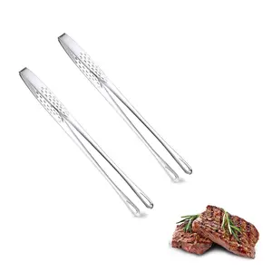 2PCS Stainless Steel Korean BBQ Grill Tongs Heavy Duty Rust Resistant with Ergonomic Handles for Steak Salad Vegetables Portable Cooking Tool for Indoor Outdoor Home Camping and Picnics Durable Kitchenware with Sleek Metallic Finish