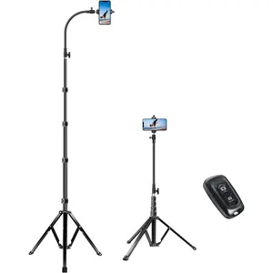 81" Tall Flexible Tripod Stand for  with 17in Adjustable Gooseneck with Remote Compatible with  13 Pro Max / 13 Pro / 12 Pro Max, Android Phone