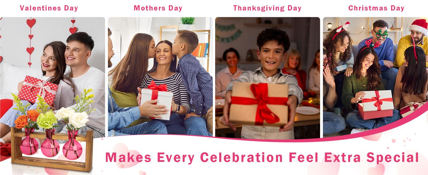 XXXFLOWER Colored Glass Plant Propagation Station 3 Bulb Desktop Flower Vase Stand Gift for Women Elegant Glass Material for Plant Lovers