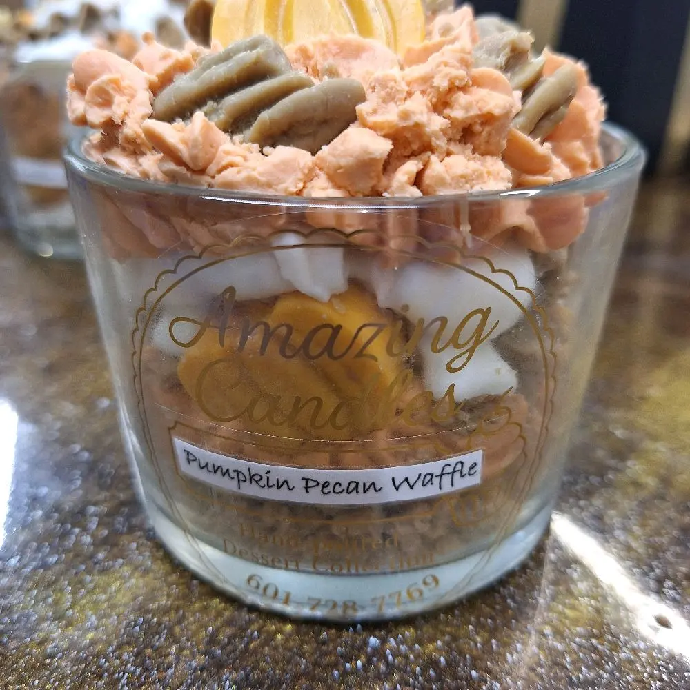 Cozy Pumpkin Pecan Waffle Scent Candle with Marshmallow Cream, Glass Jar Home Decor for Room Decor
