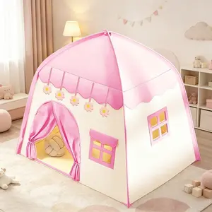 Fun Kids Play Tent, Castle Playhouse for Boys Girls, Secret Base & Sleep Tent, Zipper Closure, Portable Beach Party Playhouse, Ideal Birthday Christmas Halloween Thanksgiving Gift, No Accessories & Lights