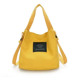 Fashion Women'S Canvas Handbag Shoulder Bag Tote Purse Cute Travel Bucket Bag Yellow
