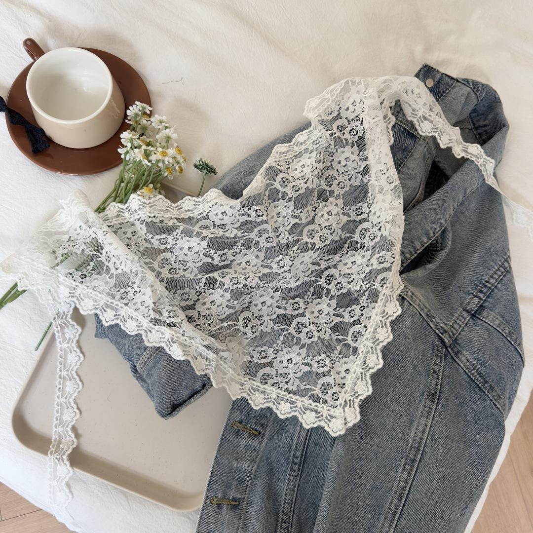 2025 HOT SALE! Y2K Women Lace Tulle Bandage Skirt Stacked Lace Half Skirt Layering Small Butt Curtain Flower Triangle Hair Scarf