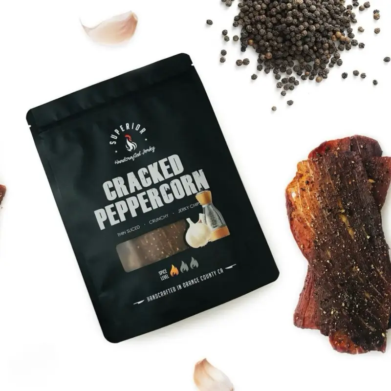 CRACKED PEPPERCORN BEEF JERKY CHIPS THIN CRUNCHY Savory 3 oz