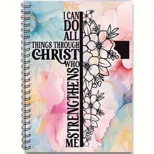 Floral & Letter Pattern Notepad, 1 Count Positive and Upward Notepad, Perfect for Recording Daily Schedules, Plans, Ideas, and Meeting Highlights, Devotional Notebook