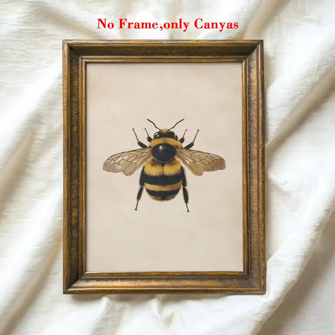 Vintage Bee Wall Art Print, Honey Bee Print, Rustic Farmhouse Canvas Insect Poster, Canvas Art And Prints For Walls, Unique Artistic Aesthetic Wall Decor Home Decor for Living Room & Bedroom, Perfect Housewarming Gift, Unframed