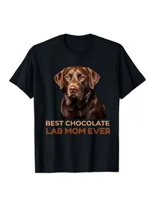 1pc Best Chocolate Lab Mom Ever Labrador Dog Lover T-Shirt - 100% Cotton Soft Vintage Graphic Tee with Chocolate Brown Lab Retriever Print, Unisex Casual Crew Neck Short Sleeve Shirt for Women & Men (S-XXXL) - Ideal Birthday Gift for Lab Moms & Dog Owners