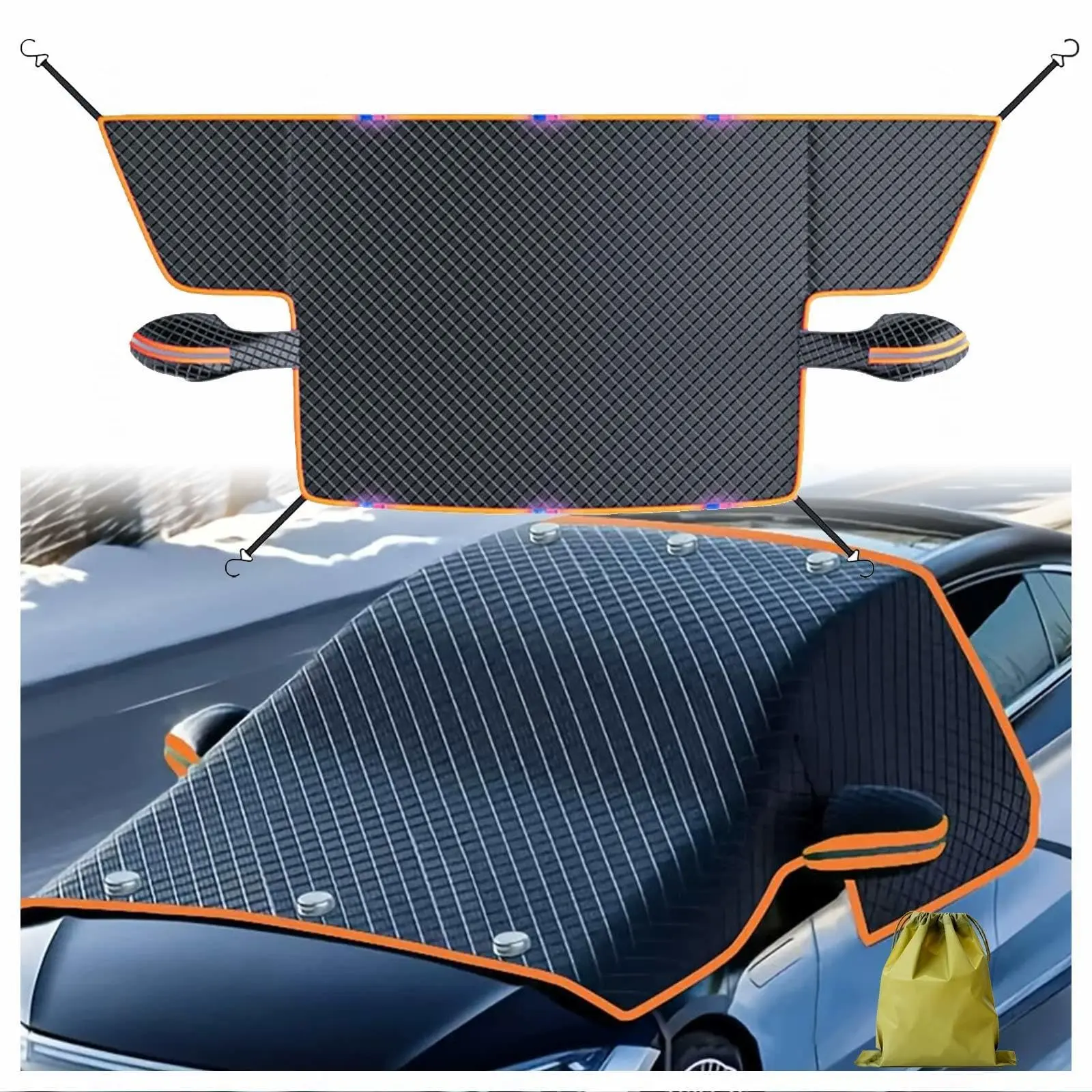 Car Windshield Snow Cover, Thick Oxford Cloth Frost & Ice Protector, Waterproof Windshield Cover for Winter Snow, Sun & Heat Protection, Secure Fit Outdoor Car use Accessories