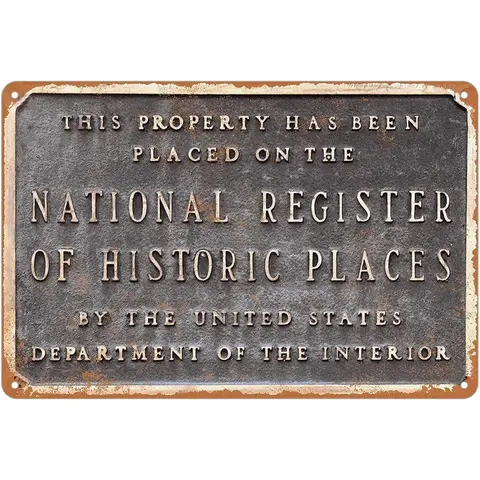 Decorative Wall Sign - Rustic National Register Historic Places Plaque, 8x12in Antique Finish, Outdoor-Ready, Fade-Resistant, Durable, Americana Inspired, 4 Pre-Drilled Holes, Easy Install, Home Supplies, Yard/Home Wall Mountable