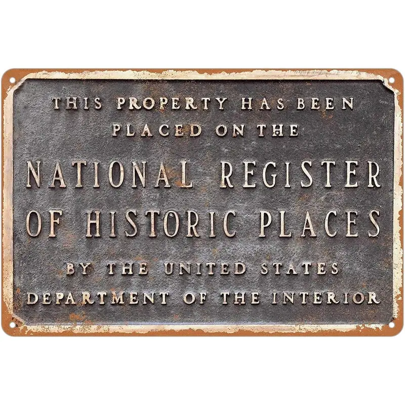 Decorative Wall Sign - Rustic National Register Historic Places Plaque, 8x12in Antique Finish, Outdoor-Ready, Fade-Resistant, Durable, Americana Inspired, 4 Pre-Drilled Holes, Easy Install, Home Supplies, Yard/Home Wall Mountable