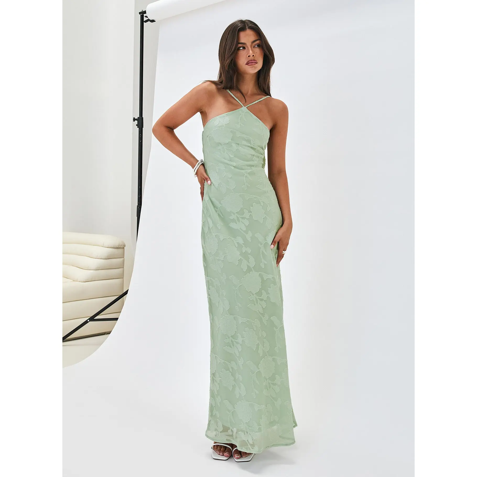 Zoelle Halter Maxi Dress Sage