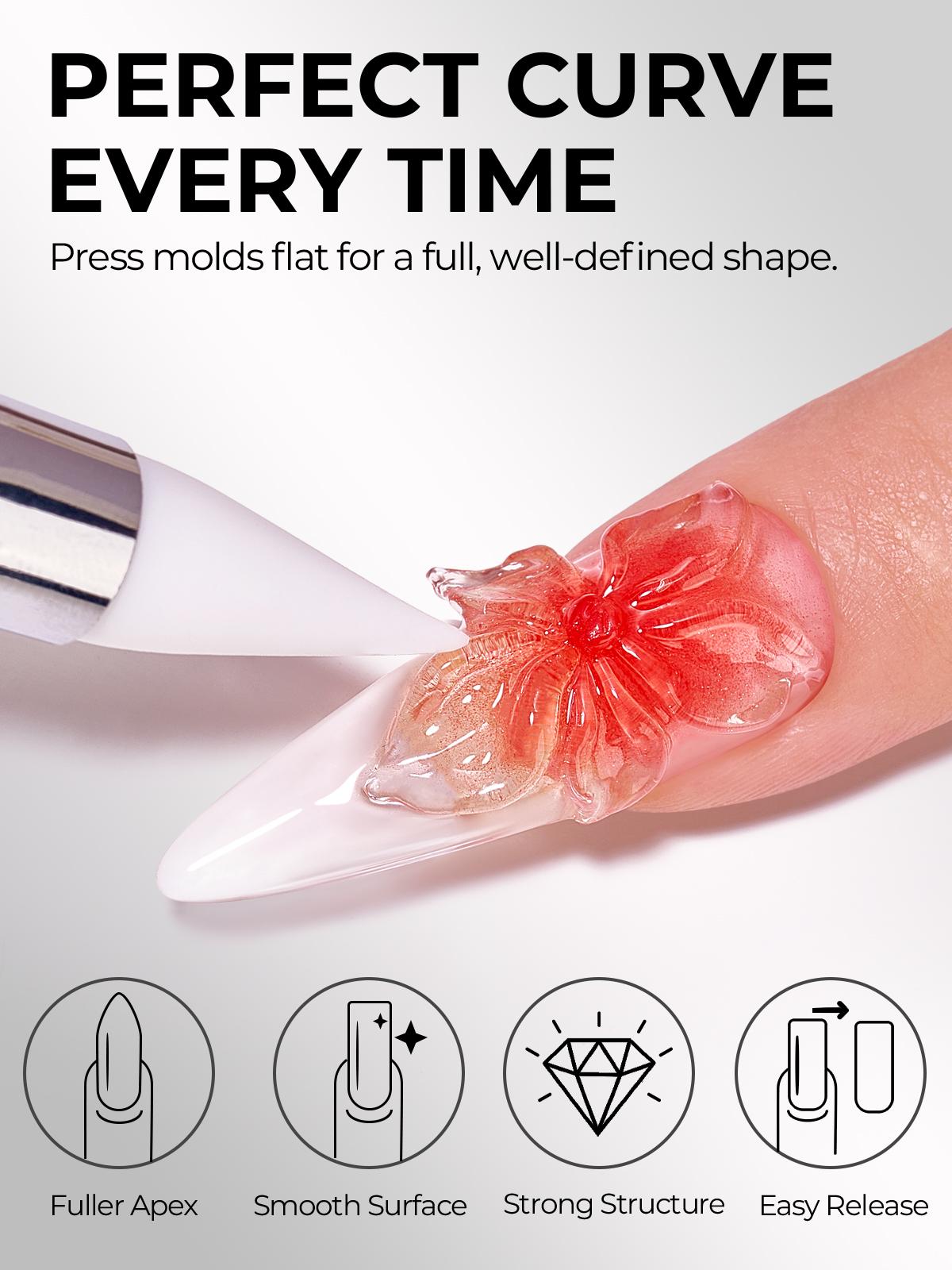 AILLSA Solid Builder Gel Nail Kit, 30g Non-Stick Hand Extension Gel with Dual Forms & Silicone Brushes, All-in-One Hard Gel Easy DIY Summer Nails Salon Manicure Starter Set for Beginners
