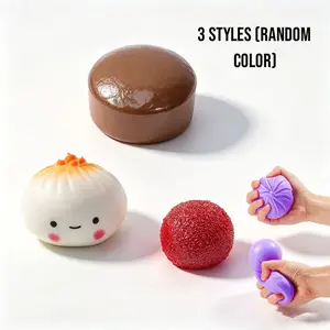 3 Food-Style Toy Set, Random Color Stress Relief Plush Toys, Bread Cake Fruit Squeeze Toys, Soft Finger Toys, Elastic Stress Ball, Kids Party Gift Kit