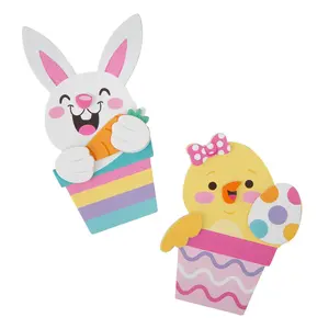 4" - 5" Easter Animals in Flowerpots Magnet Foam Craft Kit - Makes 12