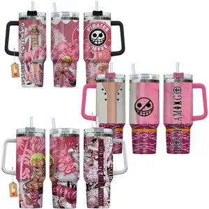 Doflamingo OP Anime Manga 20oz - 40oz Tumbler Stainless Steel with Straw, Lid and Handle - Double Wall Insulated Flasks – Perfect Gift for Fans