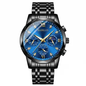 Ideal for business meetings, commuting to work, formal evening dinners, and everyday refined social occasions (smart casual). It blends sparkling blue-gold details within a solid black steel design—a subtle luxury accessory that can hold its own in formal