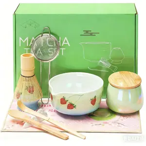 Matcha Whisk Set 9-Piece – Japanese Style Ceramic Matcha Bowl with Bamboo Whisk, Matcha Scoop, Sifter, Whisk Holder, Complete Matcha Kit for Home Tea Ceremony & Gift