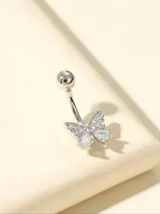 Butterfly Design Belly Button Ring, Fashionable Belly Piercing Jewelry for Women, Sensual Everyday Accessory for Casual Wear, Body Piercing Jewelry