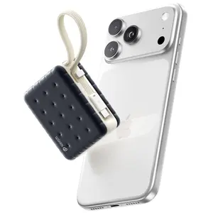 WSKEN 10000mAh Mini Power Bank, 30W Fast Charging Cookie-Shaped Portable Charger with LED Display, Compact Pocket Charger for iPhone 17/16