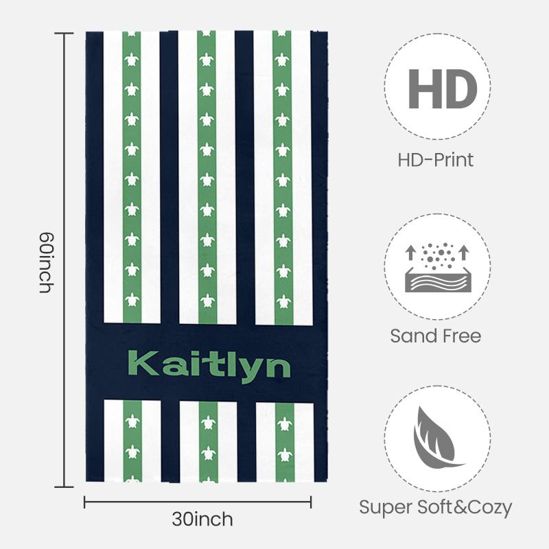 Custom Kaitlyn Themed Striped Beach Towel, Nautical/Star/Space Personalized Towel Custom Kaitlyn Themed Striped Beach Towel, Nautical/Star/Space Personalized Towel