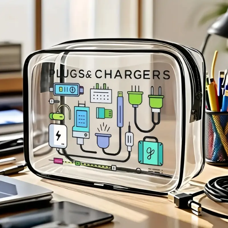 Waterproof PVC Storage Bag, Fun Data Cable Design, Dustproof Organizer, Dustproof and Portable, Zipper Closure, Ideal for Home and Travel, Christmas Gift, Multifunctional Storage Bag, Waterproof Storage Bags, Waterproof Pouch, Zipper Pouches