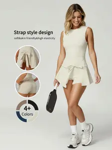 Women's Mini Tennis Dress Casual Workout Dress With Shorts Sleeveless Althletic 2-in-1 Tennis Dress with Built-in Shorts Fabric Nylon Activewear