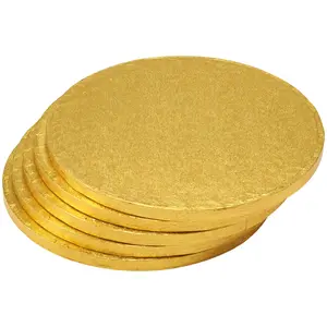 DecoPac Gold Foil 8-Inch Cake Drums 5-Pack Round Baking for Fruit Wedding Ornaments Decorations