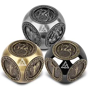 Dnd Fingertip Rotating Dice Set, 7-In-1 Metal Dice with 3D Patterns, Polyhedral Dice Set, Multifaceted Game Dice for Role Playing Board Games Accessories