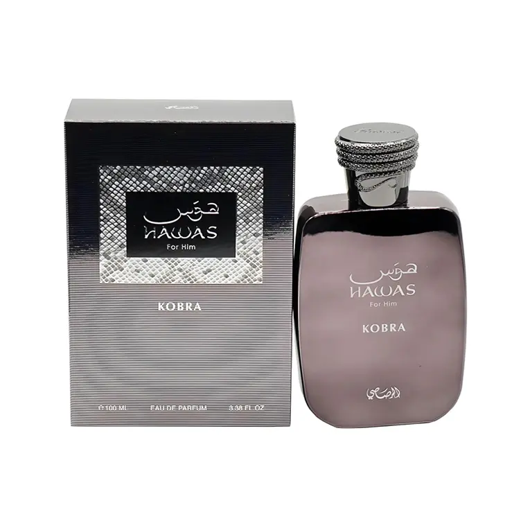 RASASI Hawas Kobra Men's Eau de Parfum Spray - Citrus, Spicy, Woody, Amber Scent, Long-Lasting Fragrance, 3.38 oz/100 ml