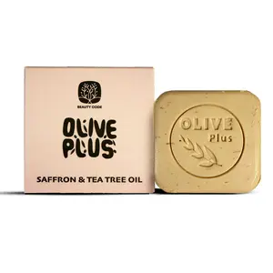 OLIVE PLUS Saffron & Tea Tree Oil Soap Bar – Clarifying Botanical Cleanse with Organic Olive Oil | 100g | COSMOS Organic