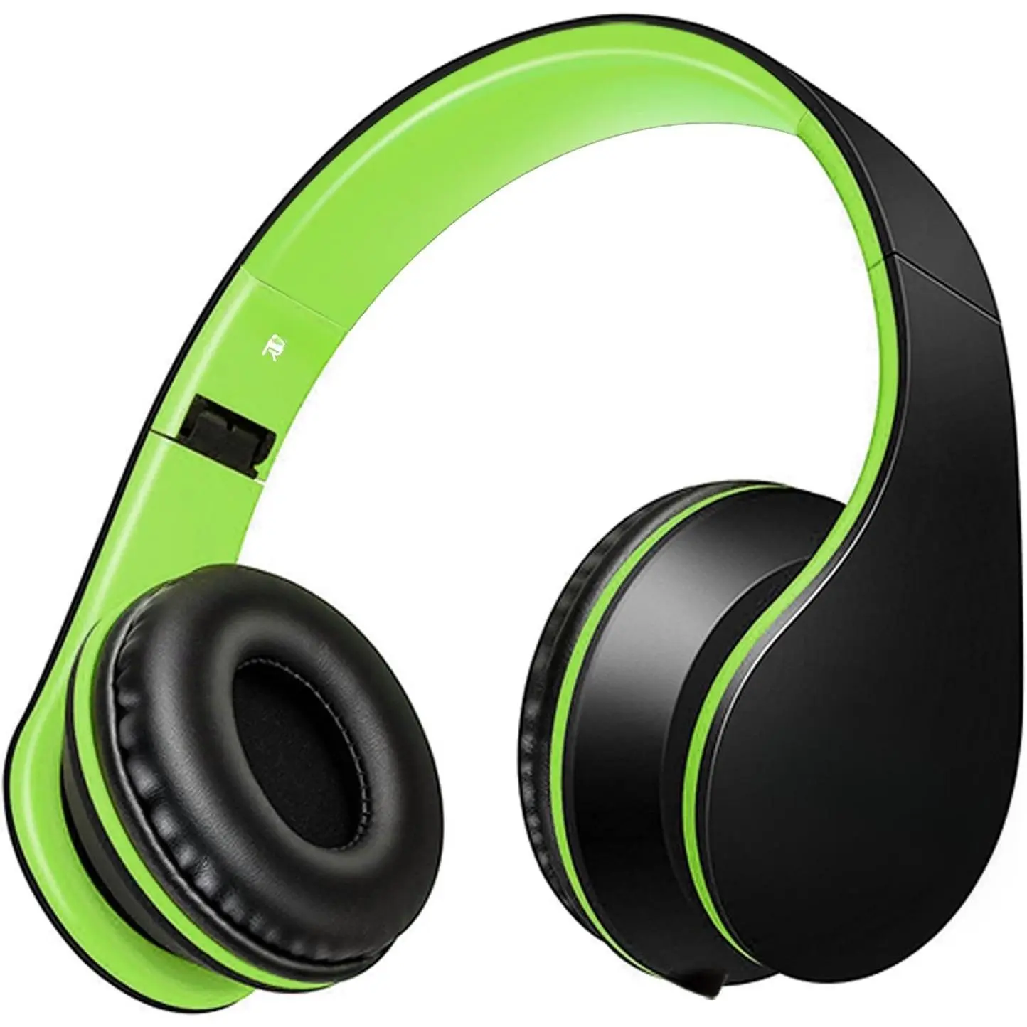 Headphones BG6002  Headphones for  Boys Adult with Microphone Volume Control Foldable Headset with 3.5mm Plug Removable Cord (Black/Green)