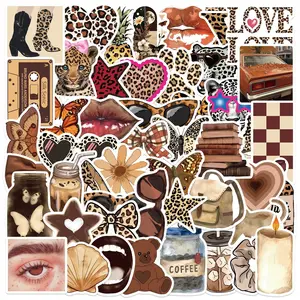 50 pieces of retro leopard print fashion girl series doodle stickers, decorative waterproof stickers for phones, water bottles, guitars