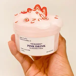 Pink drink slim - 7oz slime - jelly cube clear slime - perfect for beginners