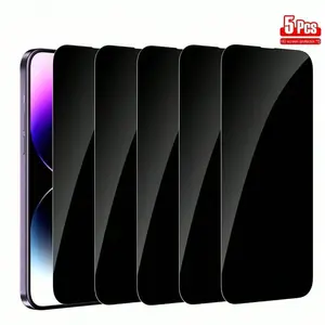 5pcs Anti-Peep Tempered Glass Screen Protector for Apple Phones - Full Cover