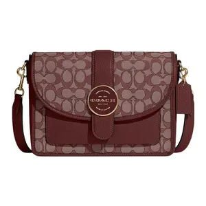 COACH Lonnie 25 Jacquard and Pebbled Leather Crossbody Bag in Brown Red for Women